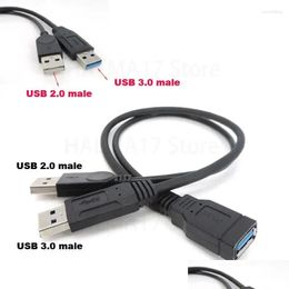 Cabos de computador conectores s preto usb 3.0 fêmea para duplo 2 macho com fonte de alimentação extra cabo de extensão de dados y para disco rígido 2.5mobile otnlo