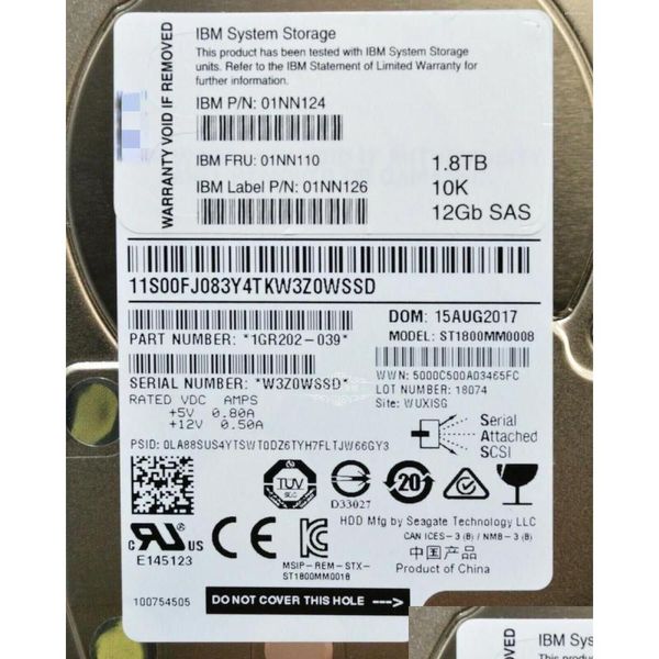 Connecteurs de câbles d'ordinateur S pour IBM 01Nn110 01Nn124 Ahf4 1.8Tb 10K 12Gb Sas 2.5 Hdd Storwize 2076 V7000 00Fj083, livraison directe, calcul Otdhe