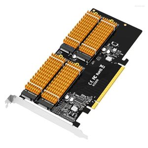 Computerkabels connectoren S Maiwo KCSSD10 PCIe X16 Adapterkaart M.2 NVME Protocol 4 Poort Mkey SSD Solid-State Drive Array Koeling DH4CA