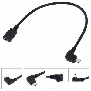 Computerkabels Connectoren S Micro USB 2.0 5Pin Male naar Mini Female Verlengconnector Lange plug 90 graden omlaag Rechts links schuin Ot7Ze