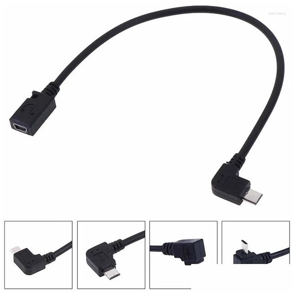 Cables de computadora Conectores S Micro USB 2.0 5 pines macho a mini conector de extensión hembra Enchufe largo 90 grados hacia abajo hacia arriba Derecha Izquierda en ángulo OT1HF