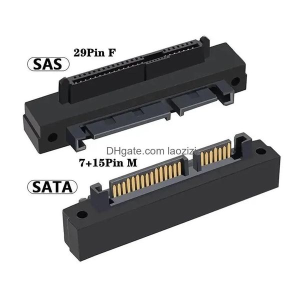 Conectores de cables de computadora SFF-8482 SAS 29P HEMBRA A SATA 22P Adaptador masculino 90 grados Bend Motor de la placa base Puerto pequeño Serv Dhmrj