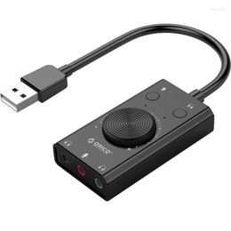 Cables de computadora conectores SC2 USB tarjeta de sonido volumen externo ajustable 3 puertos micrófono auriculares Audio micrófono Jack adaptador para Windows Ma