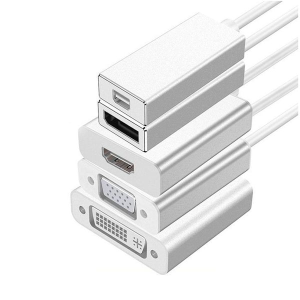 Connecteurs de câbles d'ordinateur USB Type C vers DVI Hd VGA Displayport Mini DP Adaptateur Convertisseur vidéo pour téléphone portable ordinateur portable PC HDTV Drop Ote3K