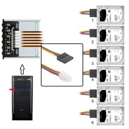 Connecteurs de câbles d'ordinateur Xiwai 6 ports Système de contrôle de disque dur Gestion intelligente HDD SSD Commutateur d'alimentation avec 5,25 CD-ROM BayComputer