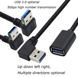 Computerkabels connectoren20cm 90 graden USB 3.0 mannelijke naar vrouwelijke adapterkabelhoek extensie extender 5Gbps snelle transmissie links/rechts/omhoog/omlaag