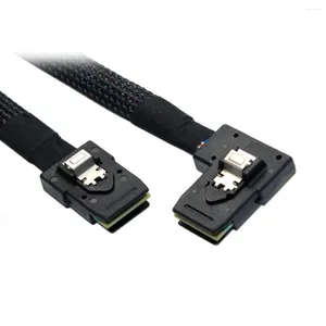 Câbles d'ordinateur Cy Ultra Slim Flat gauche angle à 90 degrés Mini SAS 36pin SFF-8087 à 8087 Data Raid Cable 80cm