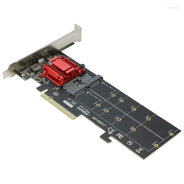 Cables de computadora Adaptador PCIe NVMe dual M.2 SSD a soporte de tarjeta PCI-E 3.1 X8/X16 (tecla M) 22110/2280/2260/2242