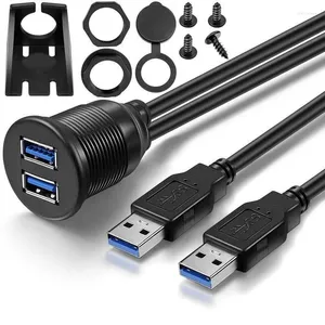 Câbles d'ordinateur double USB 3.0 mâle à femelle, rallonge avec panneau de montage encastré pour voiture, camion, bateau, moto