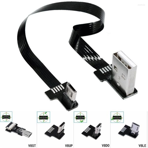 Câbles d'ordinateur FPC 1M Super plat flexible en haut vers le bas gauche à la ligne droite à 90 degrés USB Micro mâle à Data Charge Connector Cable