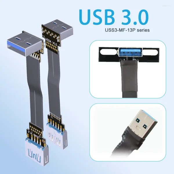 Câbles d'ordinateur FPV USB 3.0 mâle à femelle Type A, câble plat fin, cordon de données pour GPS Raspberry Pi SLR, cardan portable