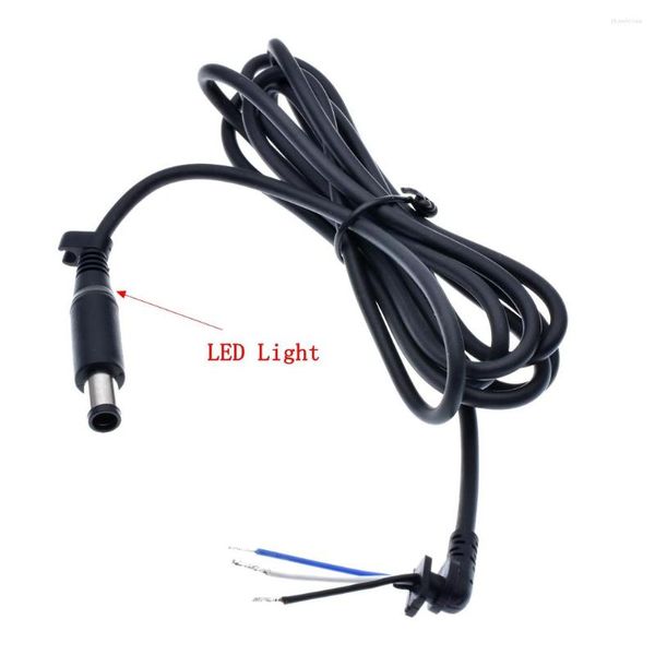 Cables de computadora Laptop DC 7.4 Cable de cable de conector de 5.0 mm con luz LED para cargador Adaptador de carga 1.8 m