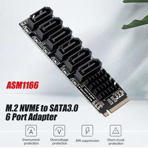 Câbles d'ordinateur M.2 NVME PCI-E PCIE X4 X8 X16 à 6 ports 3.0 adaptateur SATA carte Riser III ASM1166 6 GB/S châssis serveur extension PC