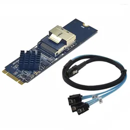 Computerkabels M.2 NVME tot Mini SAS SFF-8087 Uitbreidingskaart Ondersteuning 4 Poort SATA3.0 6GBPS SFF8087 M2 Adapter HDD SSD SATA-controller