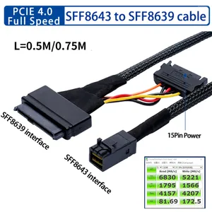 Computer Kabels Mini SAS SFF8643 U.2 Naar SFF8639 Met 15PIN Power PCIe 4.0 HDD Super Speed Datakabel Voor 2.5 