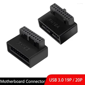 Câbles d'ordinateur Connecteur d'adaptateur d'en-tête de carte mère USB 3.0 19pin / 20pin à 90 degrés Convertisseurs de bureau