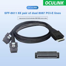 Câbles d'ordinateur Oculink 8x SFF-8611 à double disque dur SFF-8087 SSD câble de données PCI-E à semi-conducteurs 0.5 m Transmission haute vitesse