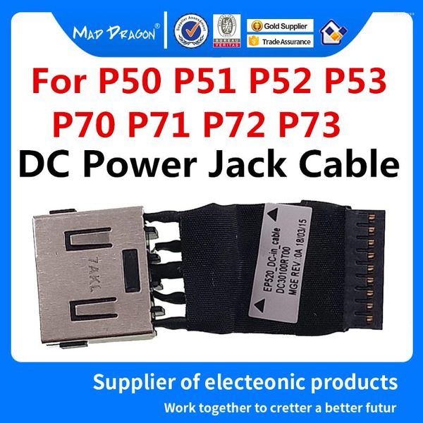 Cables de computadora Original Laptop DC-IN DC Power Jack conector Cable para Lenovo Thinkpad P50 P51 P52 P53 P70 P71 P72 P73 DC30100RT00