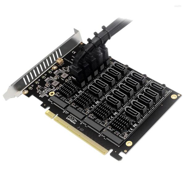 Câbles d'ordinateur PCI-E SATA CARTE PCIE X16 NVME M.2 EXPANSION DE RAID-RAID à une puce JMB585 de l'adaptateur de 20 ports