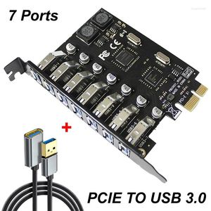Câbles d'ordinateur PCI-E X1 X4 X8 X16 carte contrôleur Epress à 7 Ports USB 3.0 5Gbps HUB 1M câble d'extension pour carte mère PC de bureau