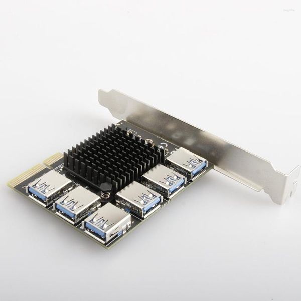 Câbles d'ordinateur PCI Express Riser Card PCI-E 4X 1 à 6 USB 3.0 Adaptateur 4/Port Multiplicateur Expansion Pour Win Linux