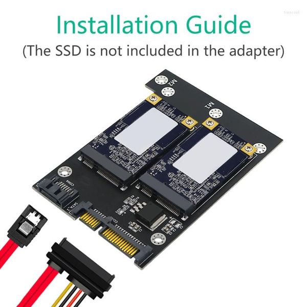 Cables de computadora portátil Msata/M2 a SATA3 adaptador dos en uno 2 en 1 6 Gbps alta velocidad M.2 NGFF SSD Dual SATA 3 tarjeta convertidora