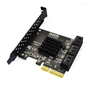 Cables de computadora Adaptador SATA PCI E 6 puertos 3.0 para tarjeta de expansión Express X4 Controlador SATA3.0 PCIe PCI-e para HDD ASMedia ASM1166