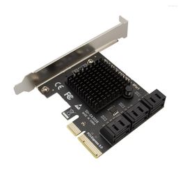 Computerkabels SATA PCIE-adapter 6 Poorten 3.0 naar PCI Express X4 Uitbreidingskaart III PCI-E-controller voor HDD ASMedia ASM1166