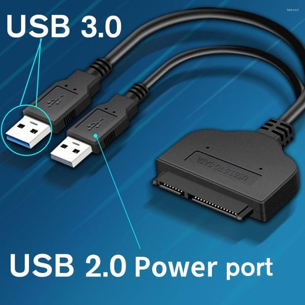 Câbles d'ordinateur Sata vers USB 3.0/2.0 Prise en charge de l'adaptateur de pilote dur 2,5 pouces Disque dur externe SSD Câble 22 broches III