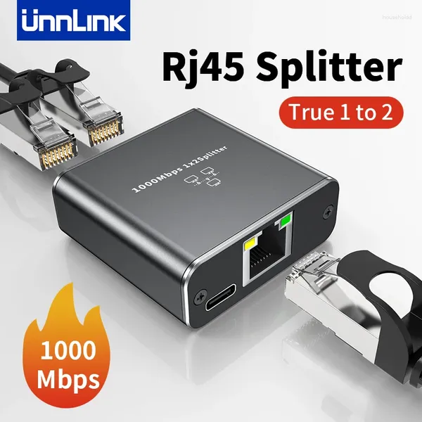 Cables de computadora Unnlink Rj45 Splitter 1 a 2 Gigabit Ethernet Adaptador Internet Cable de red Extensor Conector para PC TV Box Router Sharer