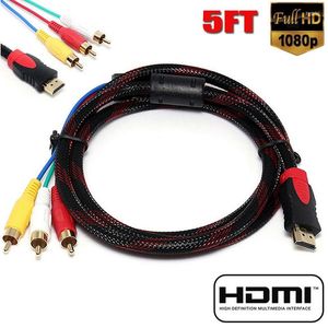 Câbles d'ordinateur US 5Ft à 3-RCA Câble adaptateur de convertisseur de composants audio vidéo AV pour HDTV