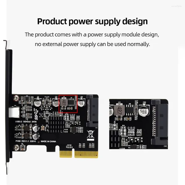 Cables de computadora USB PCIe Riser Tipo C PCI-Express a 3.2 Gen 2 20Gbps Tarjeta de expansión PCI Express para Windows/Linux Chia Mining BTC Miner