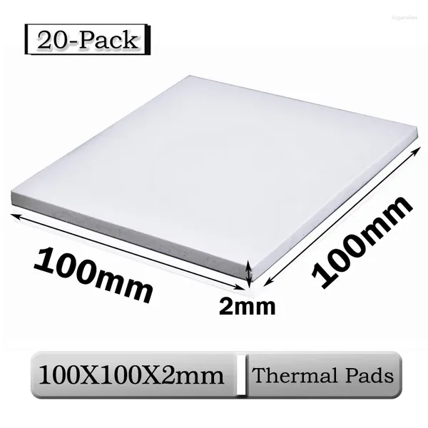 Refroidissements d'ordinateur 20 pièces/lot Gdstime 100x100x2mm épaisseur de 2mm coussin thermique blanc dissipateur thermique pour processeur 100x2mm tampons en silicone conducteurs