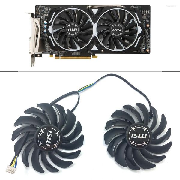 Refroidissements d'ordinateur 2PCS 85MM PLD09210B12HH 4PIN Ventilateur de refroidissement pour MSI ARMOR RX470 RX 480 RX570 RX580 8G OC Graphics Video Card Ventilateurs de refroidissement