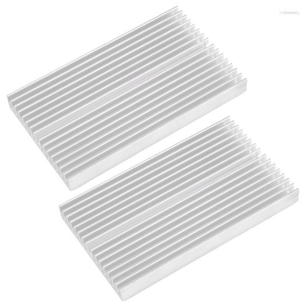 Ordinateur Refroidissements 2X Silver Tone Aluminium Refroidisseur Radiateur Radiateur Dissipateur Thermique 100X60X10mm