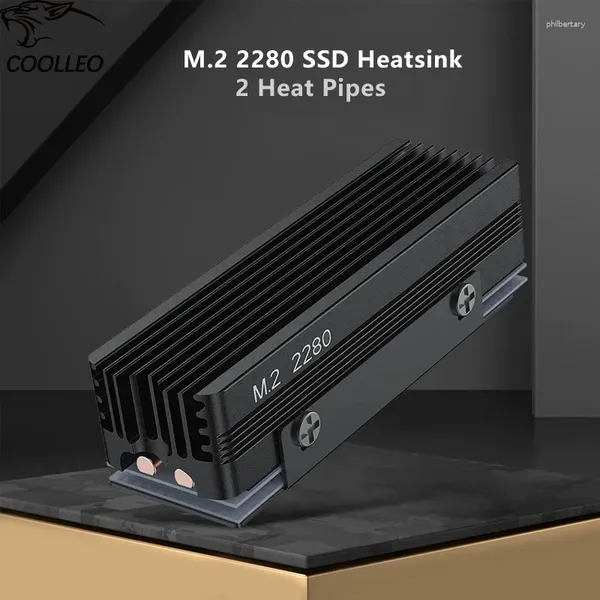 Refrigeraciones de computadora COOLLEO CL-SSD V3 M.2 NVMe 2280 SSD Cooler 2 Tubos de calor de cobre Disipador de calor con 14.8W / Almohadilla térmica