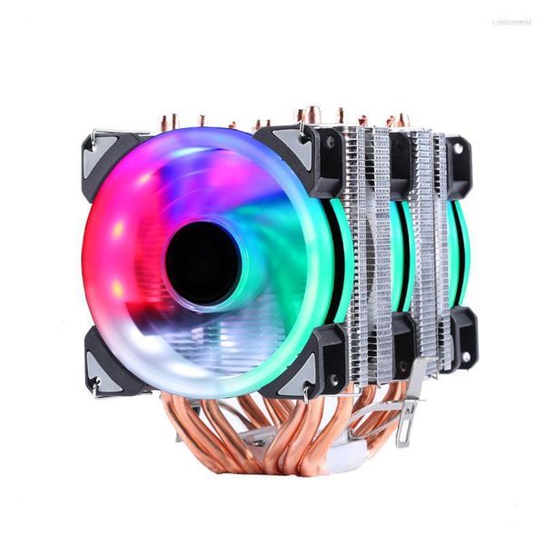 Ventiladores de refrigeración de computadora 6 tubos de calor Dual Tower AMD Intel CPU procesador enfriador radiador disipador de calor ventilador LED Rose22