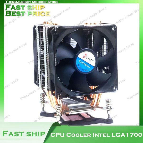 Ventilateurs de refroidissement pour ordinateur Radiateur refroidisseur de processeur avec ventilateur de refroidissement tout à fait PWM 6 caloducs en cuivre Dissipation thermique Boîtier double tour pour Intel LGA17