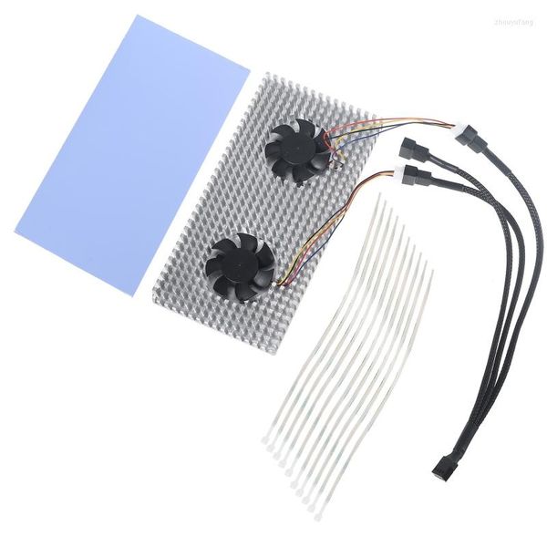 Refroidissements d'ordinateur GPU Radiateur de fond de panier pour RTX 3090 3080 3060 Carte graphique Mémoire Dissipateur thermique Ventilateurs de refroidissement auxiliaires Aodized CNC Alliage