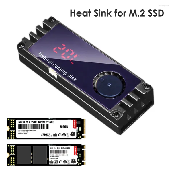 Refrigeraciones de computadora NGFF M2 SSD Enfriador de disipador de calor con ventilador turbo Pantalla de temperatura digital para NVMe M.2