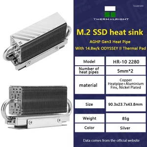 Refroidissements informatiques Thermalright HR-10 2280 M.2 Disque SSD AGHP Heat Pipe Radiateur Radiateur SSD Joint de refroidisseur avec tampon en silicone thermique