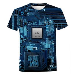 Computer CPU Core Heart Circuit Board 3D Tshirt Men Women Summer Fashion Casual Manga corta Camiseta Cool Tops 240423