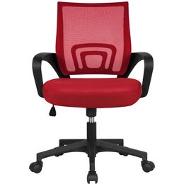 Sedia da scrivania per computer Sedia da ufficio con schienale medio Sedia da ufficio in rete regolabile in altezza Rosso222V
