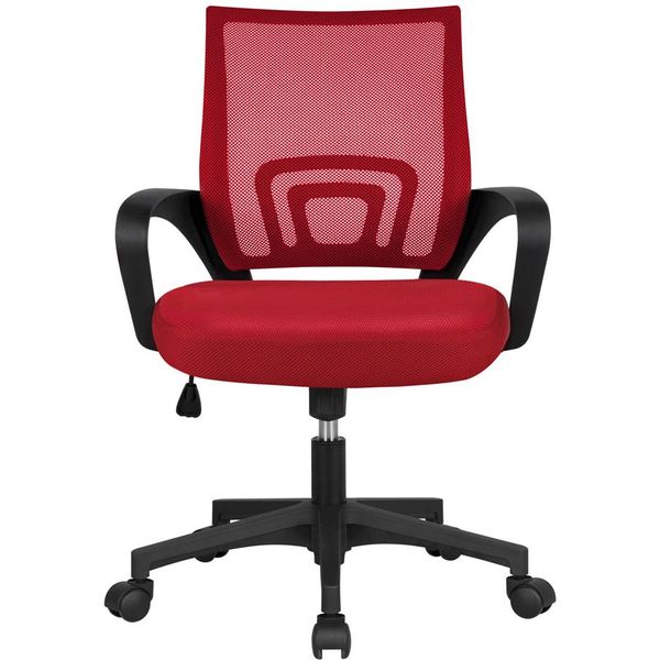 Chaise roulante de bureau d'ordinateur chaise de bureau en maille à dossier moyen réglable en hauteur Red246v