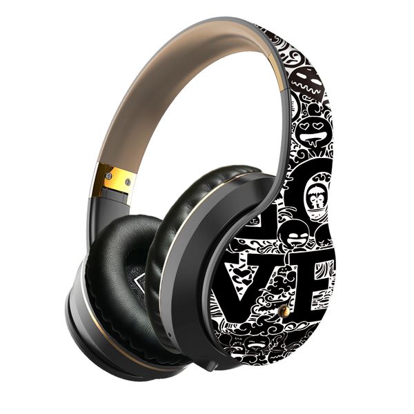 Diadema para computadora Auriculares Bluetooth Estéreo Deportes Música Auriculares para iPhone Computadora portátil Graffiti Diseño Auriculares PC Auriculares inalámbricos para juegos 2UFLW