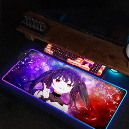 Tapis de souris d'ordinateur console de jeu Tokisaki Kurumis accessoires de bureau tapis de souris clavier Rgb tapis d'armoire PC tapis de jeu Xxl tapis anime 240113