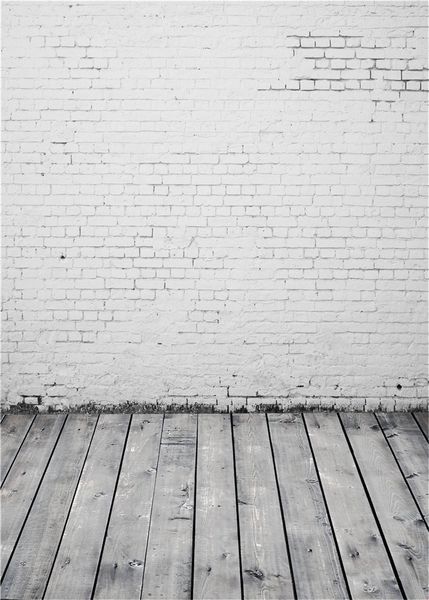 Fondo de fotografía de pared de ladrillo blanco pintado por ordenador suelo de textura de madera gris Vintage niños foto de fondo papel tapiz de estudio