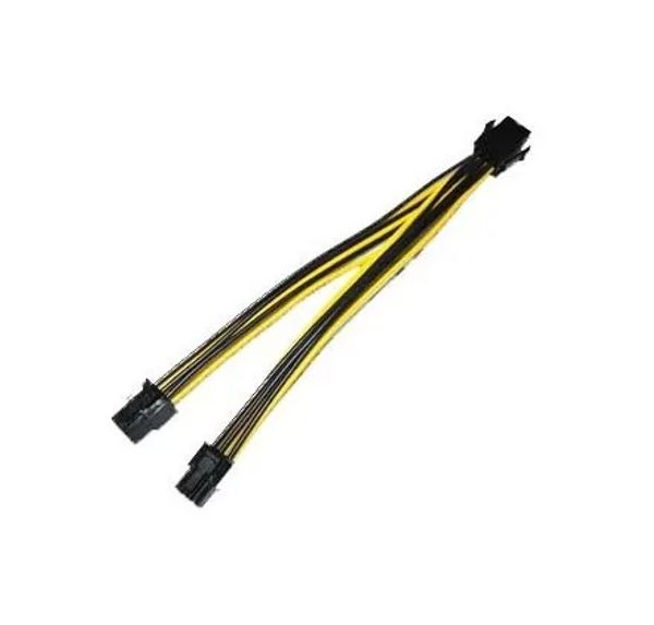 Computadora PCI-E PCIe tarjeta de vídeo Cable de alimentación tarjeta gráfica 1to2 Puerto 6P divisor alimentado Y Cable 18AWG Cable PC DIY 15cm