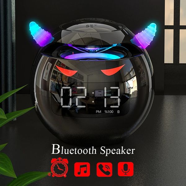 Ordinateur S ers Bluetooth S er audio avec LED réveil numérique lecteur de musique sans fil forme de boule Mini horloge 231128