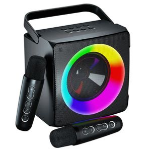 Computer S ers Dubbele microfoon Bluetooth-compatibele S er Karaoke Machine met RGB LED-licht 10W HIFI-speler 2 draadloze microfoons 231216